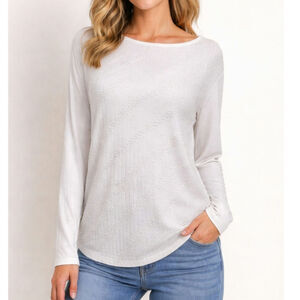 Bleeker & McDougel Soft White Shirt Vintage Sequins Made in USA Size Large